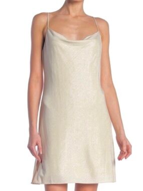CYNTHIA STEFFE METALLIC SLIP MINI DRESS